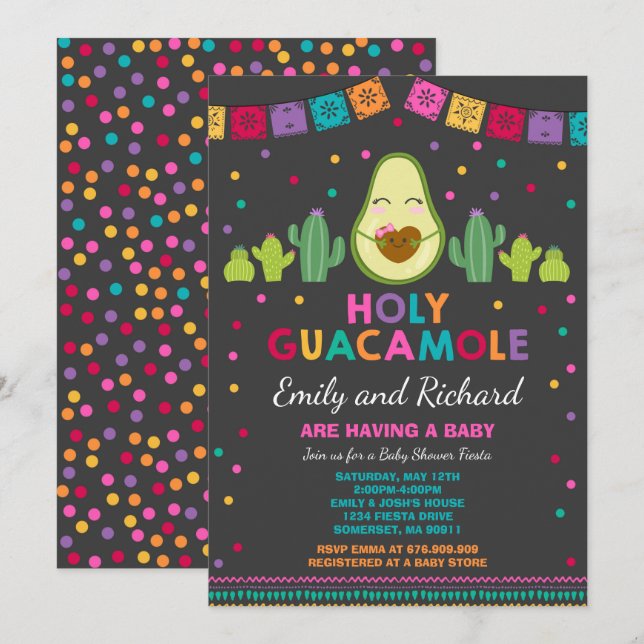 Fiesta Babydusche Einladung Heiliges Guacamole Par (Vorne/Hinten)