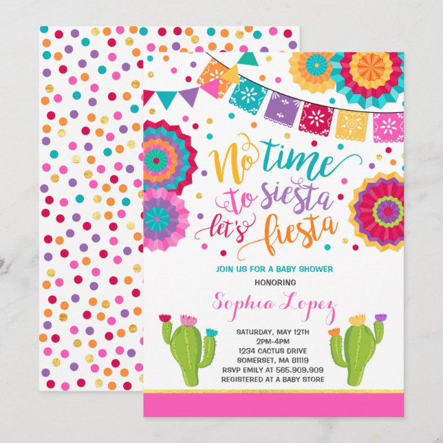 Fiesta-Babyparty-Einladungs-Mexikaner-Babyparty Einladung (Vorne/Hinten)