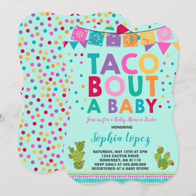Fiesta-Babyparty-Einladungtaco-Kampf ein Baby Einladung (Vorne/Hinten)