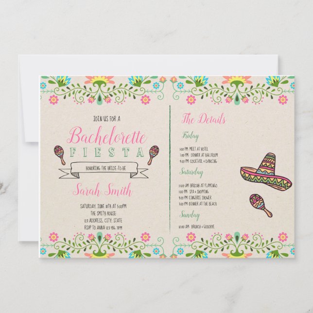 Fiesta bachelorette mit Einladung zur Tour (Vorderseite)
