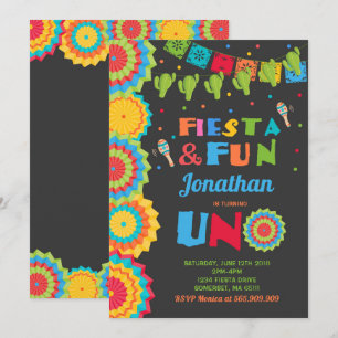 Fiesta Birthday Einladung Fiesta Fun Turning Uno