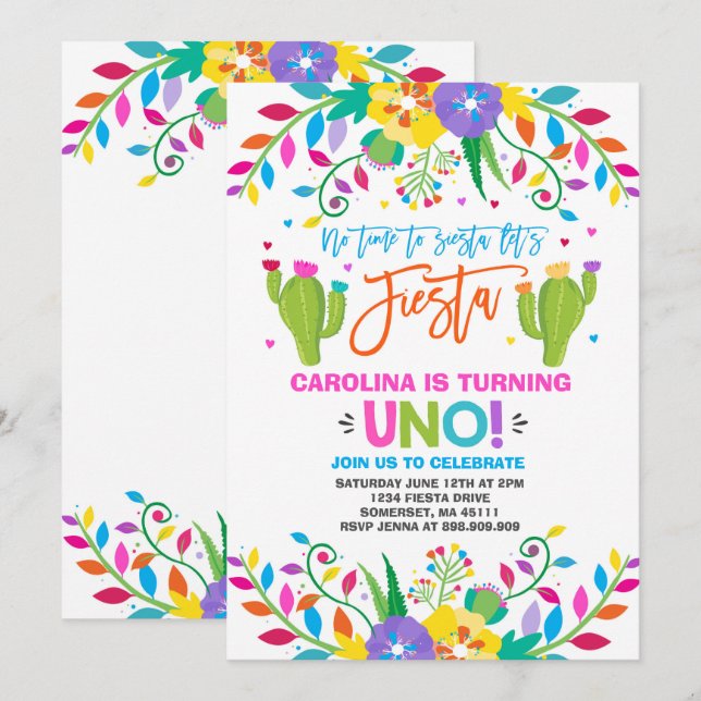Fiesta Birthday Einladung Mexican Birthday Fiesta (Vorne/Hinten)