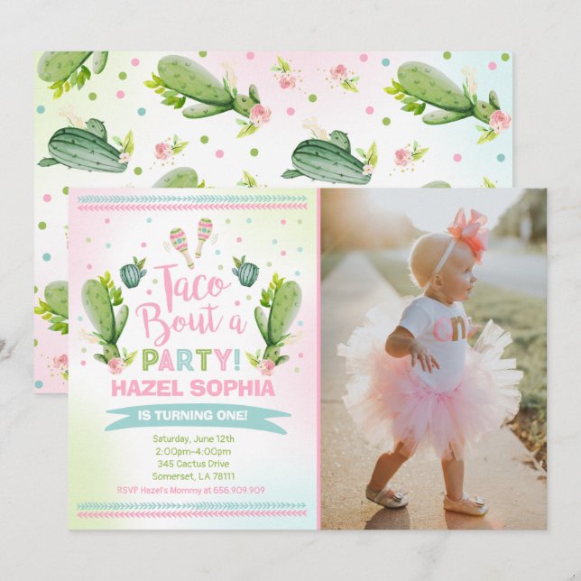 Fiesta Birthday Einladung Taco Bout Ein Party (Vorne/Hinten)