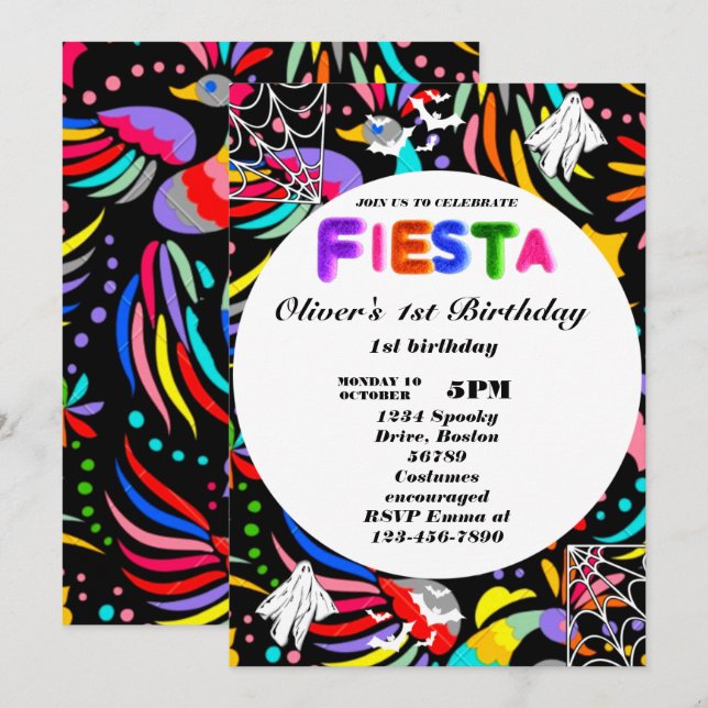 Fiesta Birthday Einladungs-Chalkboard mexikanisch Einladung (Vorne/Hinten)