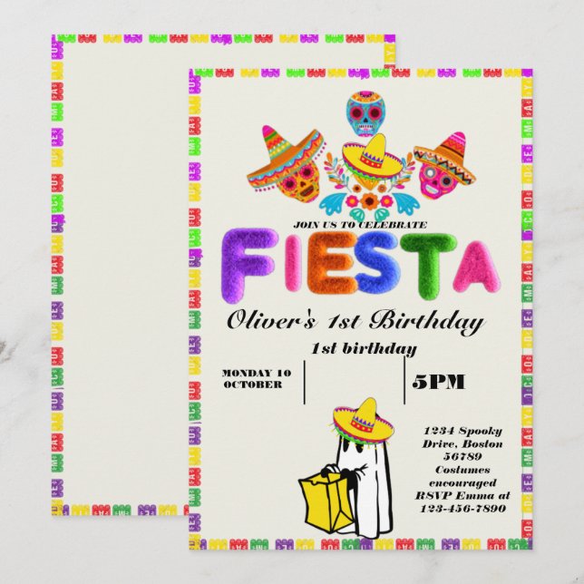 Fiesta Birthday Einladungs-Chalkboard mexikanisch Einladung (Vorne/Hinten)