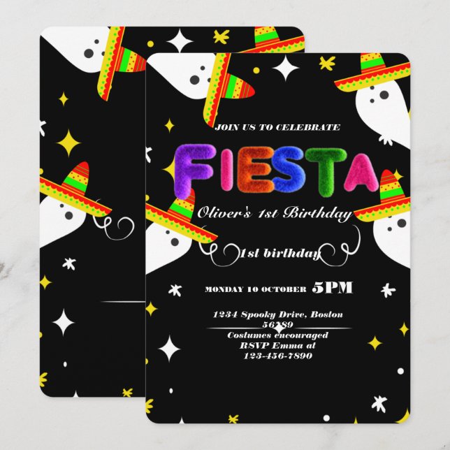 Fiesta Birthday Einladungs-Chalkboard mexikanisch Einladung (Vorne/Hinten)