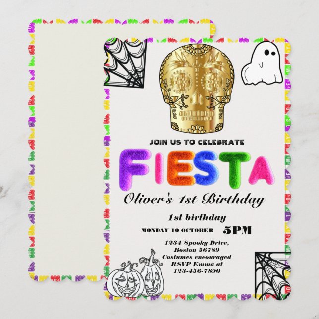 Fiesta Birthday Einladungs-Chalkboard mexikanisch Einladung (Vorne/Hinten)