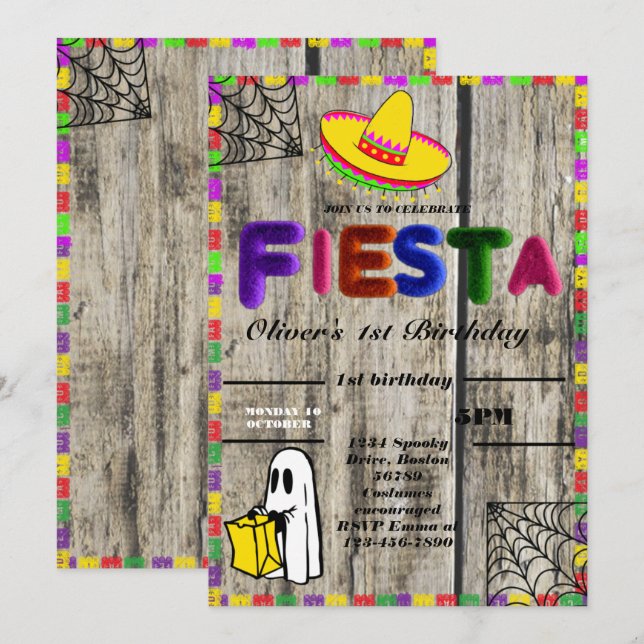 Fiesta Birthday Einladungs-Chalkboard mexikanisch Einladung (Vorne/Hinten)