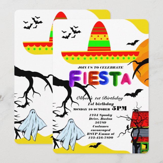 Fiesta Birthday Einladungs-Chalkboard mexikanisch Einladung (Vorne/Hinten)
