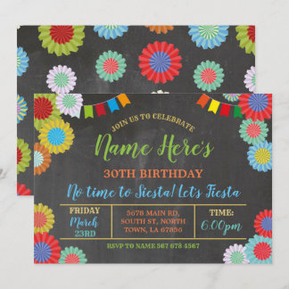 Fiesta Birthday Floral mexikanische Fans hell Einladung