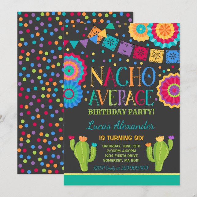 Fiesta Birthday Invitation Nacho Average Party Einladung (Vorne/Hinten)