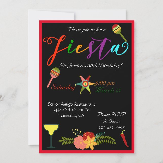 Fiesta Birthday Party - Frische Pasta machen Einladung (Vorderseite)