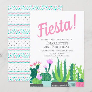 Fiesta Birthday sukkulente Kakteen Hochzeit Einladung