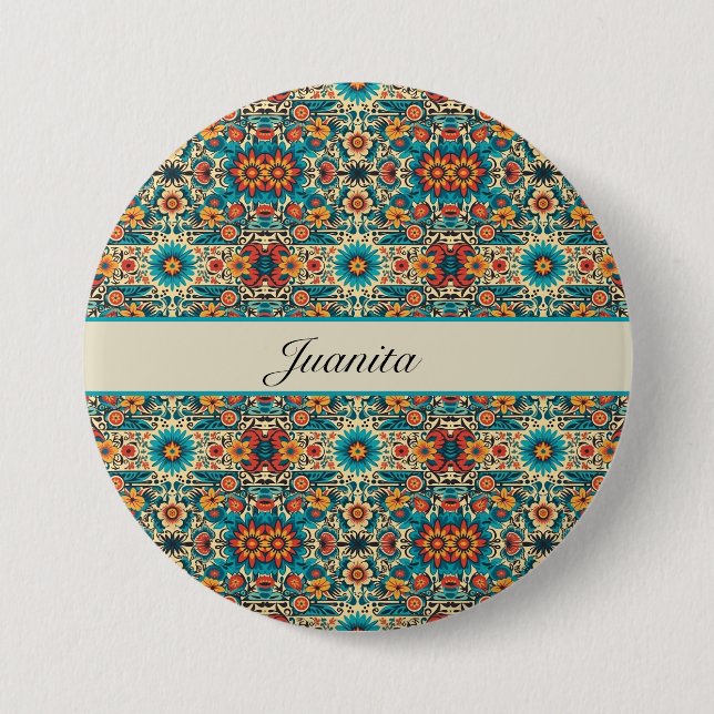 Fiesta Blooms anpassbar Button (Vorderseite)