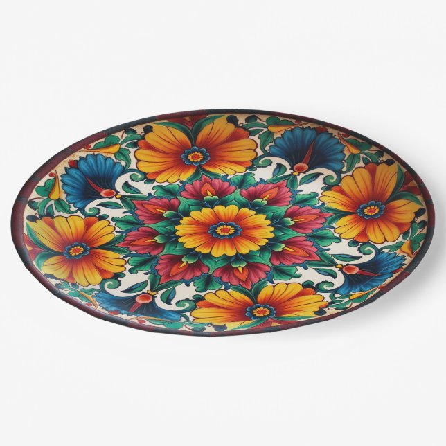 💀 🎉 Fiesta Bloomware Día de los Muertos Pappteller (Schrägansicht)