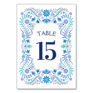 Fiesta Blue Birthday Shower Wedding Tischnummer