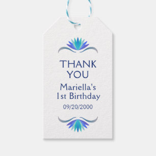Fiesta Blue Birthday Shower Wedding Vielen Dank Geschenkanhänger