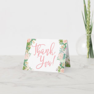 Fiesta Blush Floral Succulent Carte de remerciemen