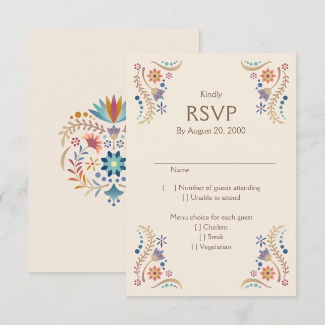 Fiesta Boho Mariage Quinceañera RSVP (Devant / Derrière)