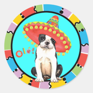 Fiesta Boston Terrier Runder Aufkleber