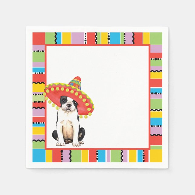 Fiesta Boston Terrier Serviette (Vorderseite)