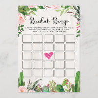 Fiesta Brautparty Game Cactus Pink Floral Card