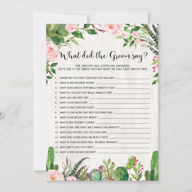 Fiesta Brautparty Game, was wurde gesagt Einladung (Vorderseite)