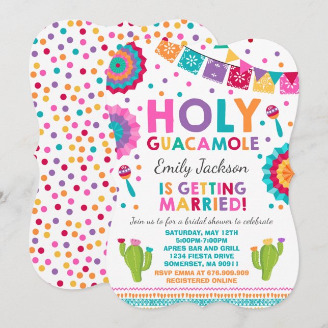 Fiesta Bridal Dusche Einladung Heilige Guacamole (Vorne/Hinten)