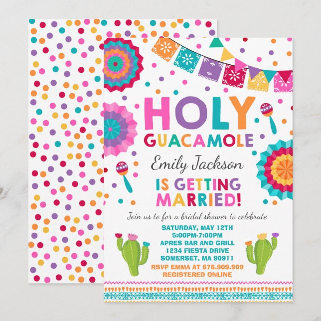 Fiesta Bridal Dusche Einladung Heilige Guacamole (Vorne/Hinten)