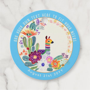 FIESTA Cacti Llama Folkart Blume Blue Custom Geschenkanhänger