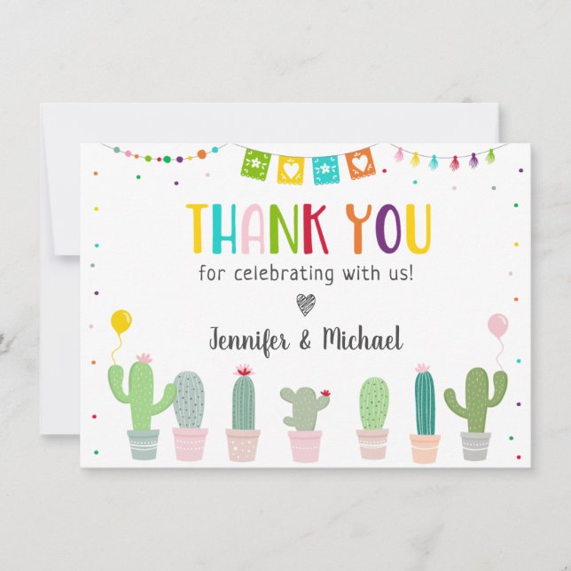 Fiesta Cactus Baby Dusche Vielen Dank Dankeskarte (Vorderseite)