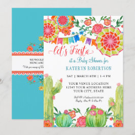 Fiesta Cactus Baby Shower Boy Banner Pennant Einladung