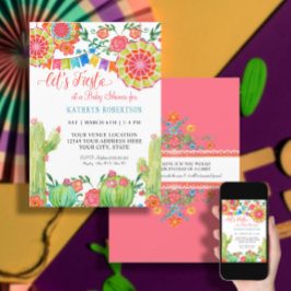 Fiesta Cactus Baby Shower Girl Paper Fan Floral Einladung