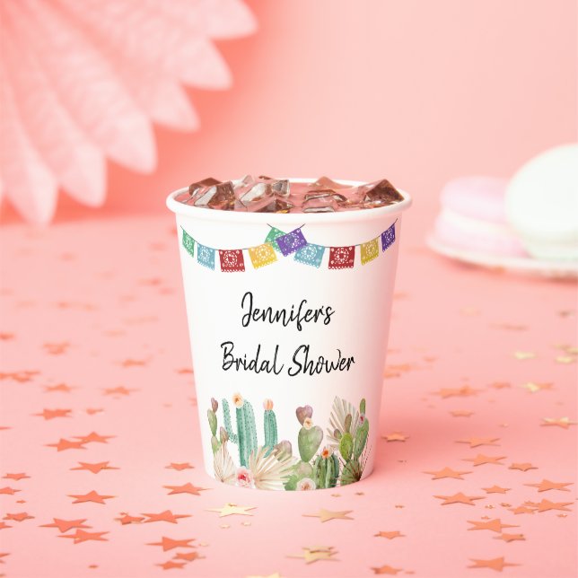 Fiesta Cactus Boho Brautparty Paper Cups Pappbecher (Insitu)