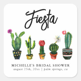 Fiesta Cactus Brautparty Quadratischer Aufkleber