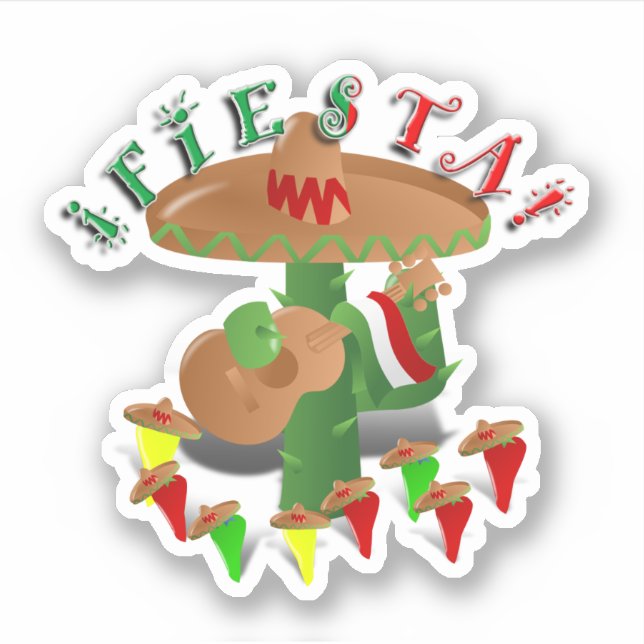 Fiesta Cactus Cinco de Mayo Aufkleber (Vorderseite)