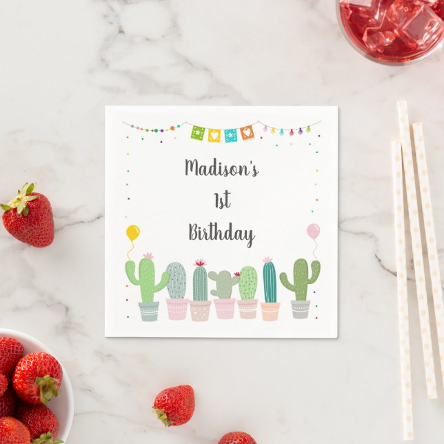 Fiesta Cactus Girl Birthday Serviette (Beispiel)