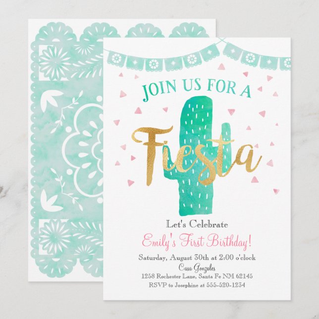 Fiesta Cactus Invitation, Perfekt für jede Veranst Einladung (Vorne/Hinten)