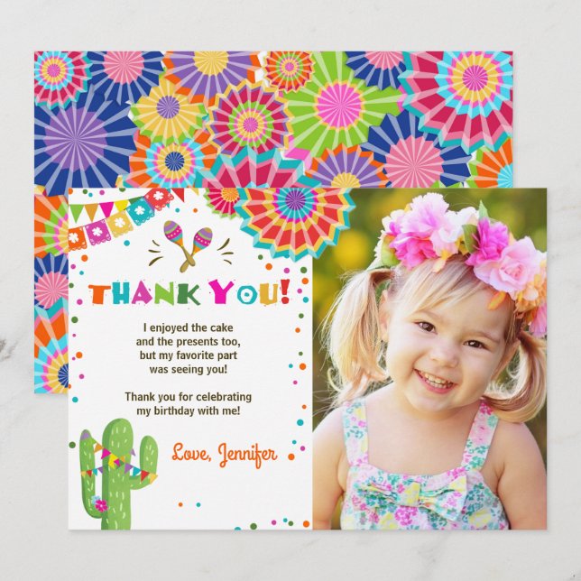 Fiesta Cactus Mexique Nacho Carte de remerciements (Devant / Derrière)