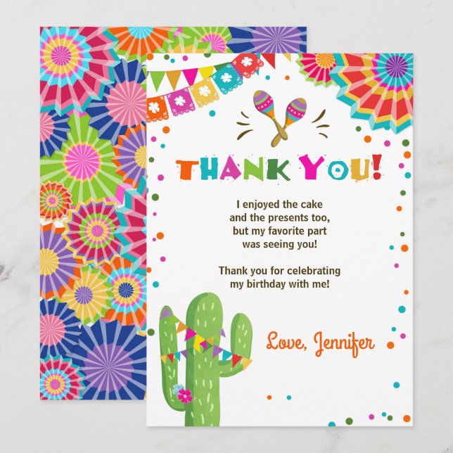 Fiesta Cactus Mexique Nacho Carte de remerciements (Devant / Derrière)