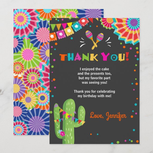 Fiesta Cactus Mexique Nacho Carte de remerciements (Devant / Derrière)