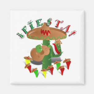 Fiesta Cactus mit Gitarre- und Tanzstil-Paprikasch Magnet