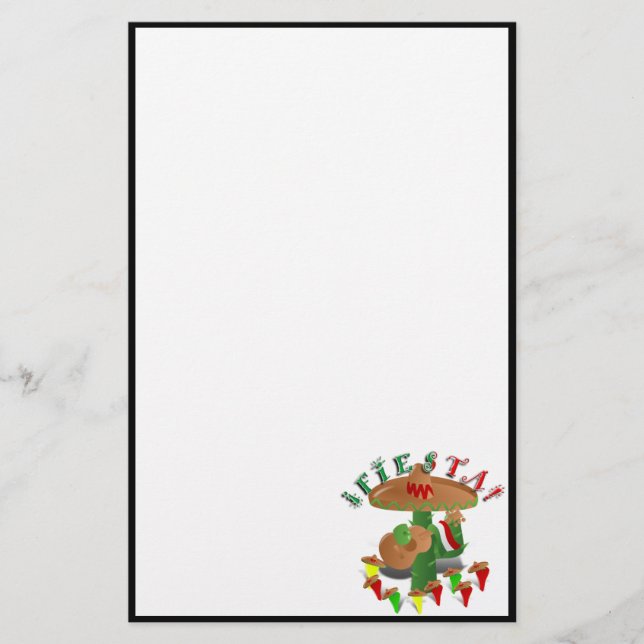 Fiesta Cactus mit Gitarren- und Tanzgitarren-Papri Briefpapier (Vorderseite)