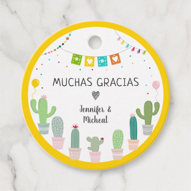 Fiesta Cactus Muchas Gracias Kinderdusche Vielen D Geschenkanhänger (Vorderseite)