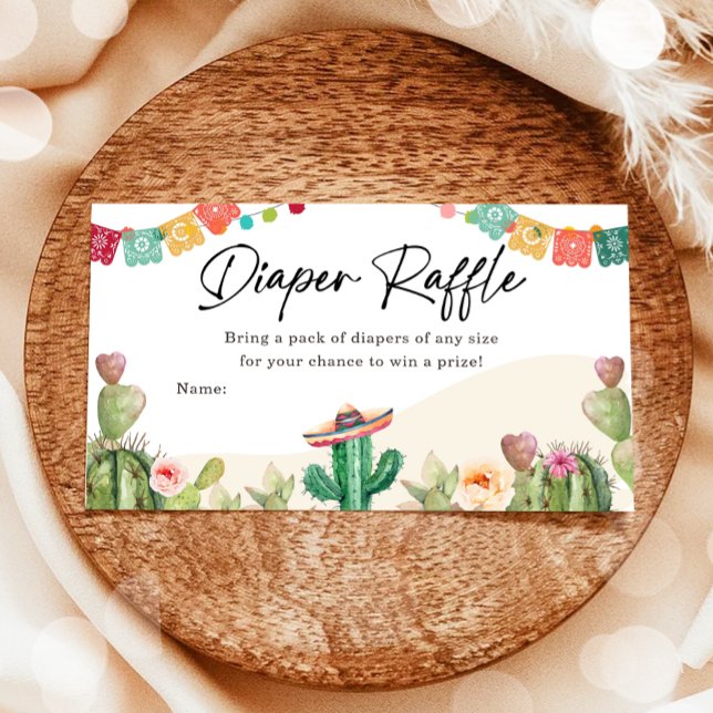 Fiesta Cactus Watercolor Diaper Raffle Ticket Begleitkarte (Von Creator hochgeladen)