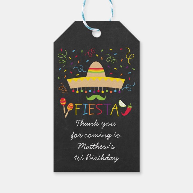 Fiesta Chalkboard Gastgeschenk Tags Geschenkanhänger (Vorderseite)