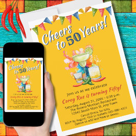 Fiesta Cheers to 50 Years Mexican Themed Birthday Einladung