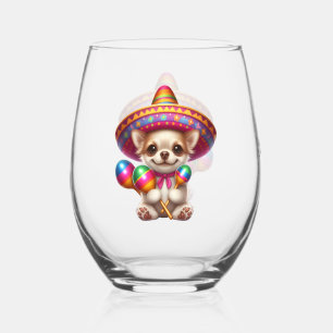 Fiesta Chihuahua Personalisiert  Weinglas Ohne Stiel