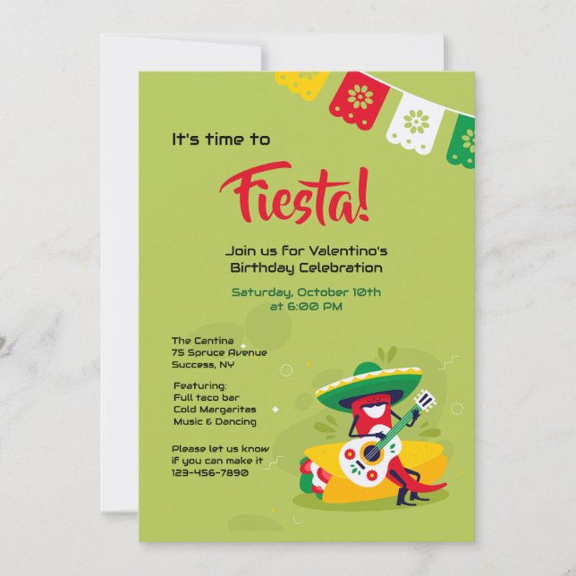 Fiesta Chili Pepper Mann Einladung (Vorderseite)