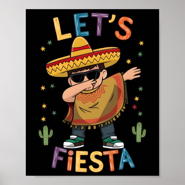 Fiesta Cinco De Mayo Dabbing Mexican Poncho Poster (Vorne)